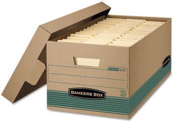 Bankers Box® STOR/FILE™ Medium-Duty 100% Recycled Storage Boxes Letter Files, 12.88" x 25.38" 10.25", Kraft/Green, 12/Carton