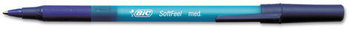 BIC® Soft Feel® Stick Ballpoint Pen,  Blue Ink, 1mm, Medium, Dozen