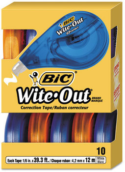 BIC® Wite-Out® Brand EZ Correct® Correction Tape,  Non-Refillable, 1/6" x 472", 10/Box