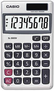 Casio® SL-300SV Handheld Calculator,  8-Digit LCD