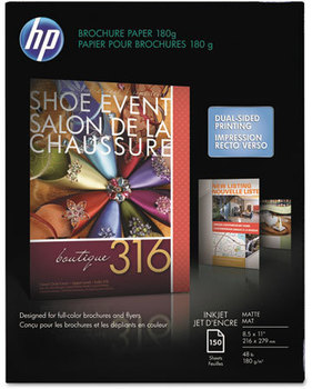 HP Inkjet Brochure Paper,  103 Brightness, 48lb, 8-1/2 x 11, White, 150/Pack