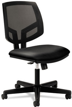 HON® Volt® Series Mesh Back Leather Task Chair with Synchro-Tilt Supports Up to 250 lb, 18.13" 22.38" Seat Height, Black