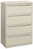 A Picture of product HON-784LQ HON® Brigade® 700 Series Lateral File 4 Legal/Letter-Size Drawers, Light Gray, 36" x 18" 52.5"