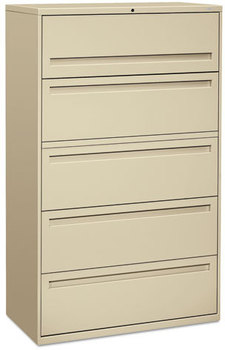 HON® Brigade® 700 Series Lateral File 4 Legal/Letter-Size Drawers, 1 Shelf, Post Putty, 42" x 18" 64.25"