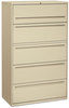 A Picture of product HON-795LL HON® Brigade® 700 Series Lateral File 4 Legal/Letter-Size Drawers, 1 Shelf, Post Putty, 42" x 18" 64.25"