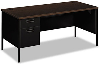 HON® Metro Classic Series Single Pedestal "L" Workstation Desk Left 66" x 30" 29.5", Mocha/Black