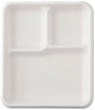 A Picture of product HUH-22023 Chinet® Molded Fiber 3-Compartment Cafeteria Trays. 8 1/4 X 9 1/2 X 1 in. 500/Carton.