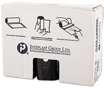 Inteplast Group High-Density Commercial Can Liners,  60gal, 38 x 60, 22 Microns, Black, 150/Carton