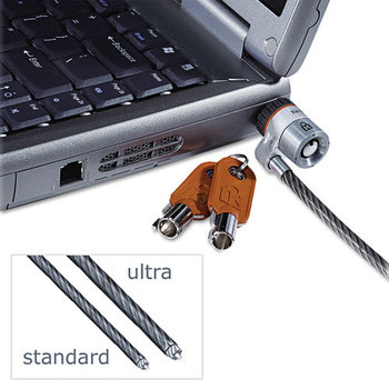 Kensington® MicroSaver® Keyed Ultra Laptop Lock,  6ft Steel Cable, Two Keys