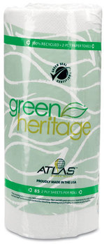 Atlas Paper Mills Green Heritage™ Kitchen Roll Towels,  9" x 11", White, 85/Roll, 30 Rolls/Carton