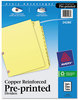 A Picture of product AVE-24286 Avery® Preprinted Laminated Tab Dividers with Copper Reinforced Holes 12-Tab, Jan. to Dec., 11 x 8.5, Buff, 1 Set