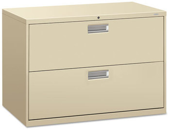 HON® Brigade® 600 Series Lateral File 2 Legal/Letter-Size Drawers, Putty, 42" x 18" 28"