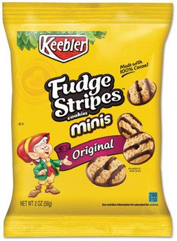 Keebler® Mini Cookie Snack Packs,  Fudge Stripes, 2oz Snack Pack, 8/Box