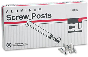 Charles Leonard® Aluminum Screw Posts,  3/16" Diameter, 1/2" Long, 100/Box