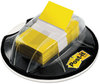 A Picture of product MMM-680HVYW Post-it® Flags in a Desk Grip Dispenser Page 1 x 1.75, Yellow, 200/Dispenser