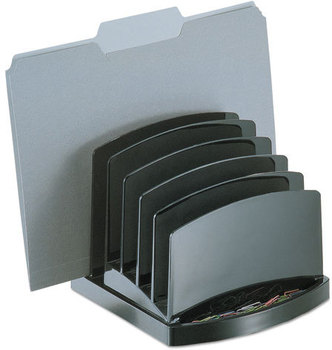 Officemate Incline Sorter,  6-Compartments, Plastic, 7.5w x 7.5d x 6.4h, Black