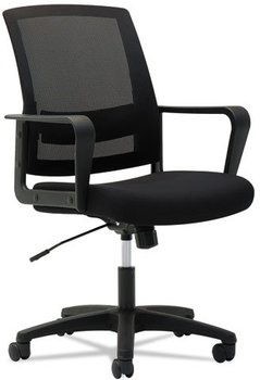 OIF Mesh Mid-Back Chair,  Fixed Loop Arms, Black