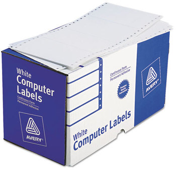 Avery® Dot Matrix Printer Mailing Labels Pin-Fed Printers, 2.94 x 5, White, 3,000/Box