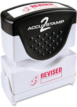 ACCUSTAMP2® Pre-Inked Shutter Stamp with Microban®,  Red, REVISED, 1 5/8 x 1/2