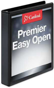Cardinal® Premier Easy Open® ClearVue™ Locking Slant-D® Ring Binder,  1" Cap, 11 x 8 1/2, Black