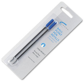 Cross® Refills for Cross® Ballpoint Pens,  Broad, Blue Ink, 2/Pack