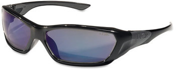Crews® Forceflex™ Professional Grade Safety Glasses. Black Frame with Blue Lens.