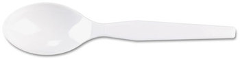Dixie® Plastic Cutlery,  Heavy Mediumweight Teaspoons, White, 100/Box