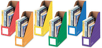 Bankers Box® Extra-Wide Magazine File Cardboard 4.25 x 11.38 12.88, Assorted, 6/Pack