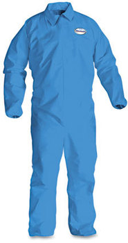 KleenGuard™ A60 Bloodborne Pathogen & Chemical Splash Protection Coveralls with Elastic Wrists, Ankles, & Back, and Zipper Front. Size 2X-Large. Blue. 24/Carton.