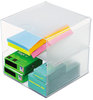 A Picture of product DEF-350301 deflecto® Stackable Cube Desktop Organizer,  with Four Drawers, Clear Plastic, 6 x 7-1/8 x 6