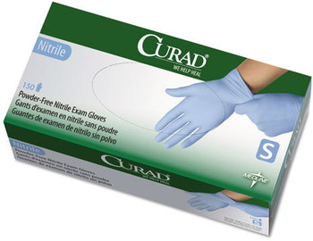 Curad® Nitrile Exam Gloves,  Powder-Free, Small, 150/Box