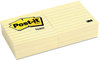 A Picture of product MMM-6306 Post-it® Notes Original Pads in Canary Yellow Note Ruled, 3" x 100 Sheets/Pad, 6 Pads/Pack