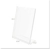 A Picture of product DEF-590101 deflecto® Slanted Desktop Sign Holder,  Plastic, 8 1/2 x 11, Clear
