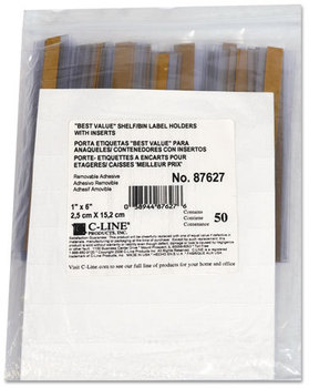 C-Line® Self-Adhesive Label Holders,  Top Load, 1 x 6, Clear, 50/Pack