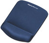 A Picture of product FEL-9287301 Fellowes® PlushTouch™ Wrist Rest with FoamFusion™ Technology Mouse Pad 7.25 x 9.37, Blue