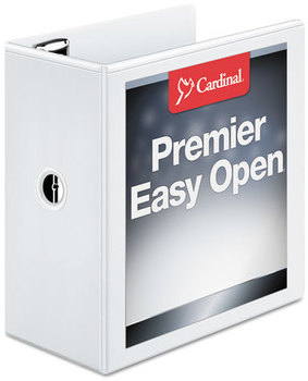 Cardinal® Premier Easy Open® ClearVue™ Locking Slant-D® Ring Binder,  5" Cap, 11 x 8 1/2, White