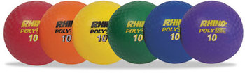 Champion Sports Rhino® Playground Ball Sets,  10" Diameter, Rubber, Assorted, 6 Balls/Set