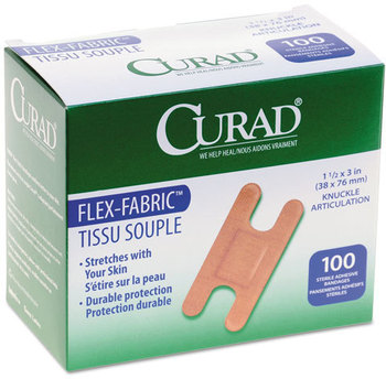 Curad® Flex Fabric Bandages,  Knuckle, 100/Box