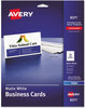 A Picture of product AVE-8371 Avery® Printable Microperforated Business Cards with Sure Feed® Technology w/Sure Inkjet, 2 x 3.5, White, 250 10/Sheet, 25 Sheets/Pack