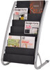 A Picture of product ABA-DDEXPO8 Alba™ Literature Floor Display Rack 16 Pocket, 23w x 19.67d 36.67h, Silver Gray/Black
