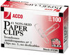 A Picture of product ACC-72385 ACCO Paper Clips #1, Nonskid, Silver, 100 Clips/Box, 10 Boxes/Pack