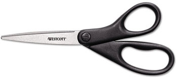Westcott® Design Line Straight Stainless Steel Scissors,  Metallic Black, 8" Long