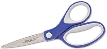 Westcott® KleenEarth® Soft Handle Scissors,  7" Long, Blue/Gray