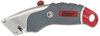 A Picture of product ACM-18966 Clauss® Titanium Auto-Retract Utility Knife,  Gray/Red, 2 3/10" Blade