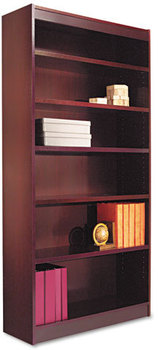 Alera® Veneer Square Corner Bookcase Wood Six-Shelf, 35.63w x 11.81d 71.73h, Mahogany