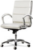 A Picture of product ALE-NR4206 Alera® Neratoli® Mid-Back Slim Profile Chair Faux Leather, Up to 275 lb, 18.3" 21.85" Seat Height, White Seat/Back, Chrome