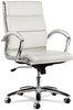 A Picture of product ALE-NR4206 Alera® Neratoli® Mid-Back Slim Profile Chair Faux Leather, Up to 275 lb, 18.3" 21.85" Seat Height, White Seat/Back, Chrome