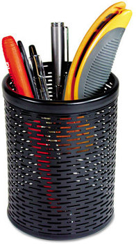 Artistic® Urban Collection Punched Metal Pencil Cup,  3 1/2 x 4 1/2, Black