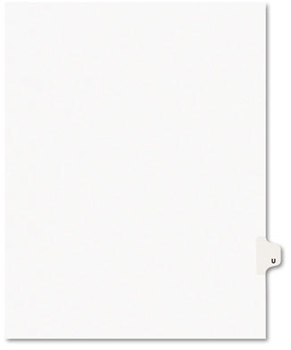 Avery® Preprinted Legal Exhibit Index Tab Dividers with Black and White Tabs,  1-Tab, Title U, Ltr, White, 25/PK