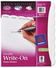 A Picture of product AVE-16371 Avery® Write & Erase Big Tab™ Durable Plastic Dividers and 3-Hole Punched, 8-Tab, 11 x 8.5, White, 1 Set